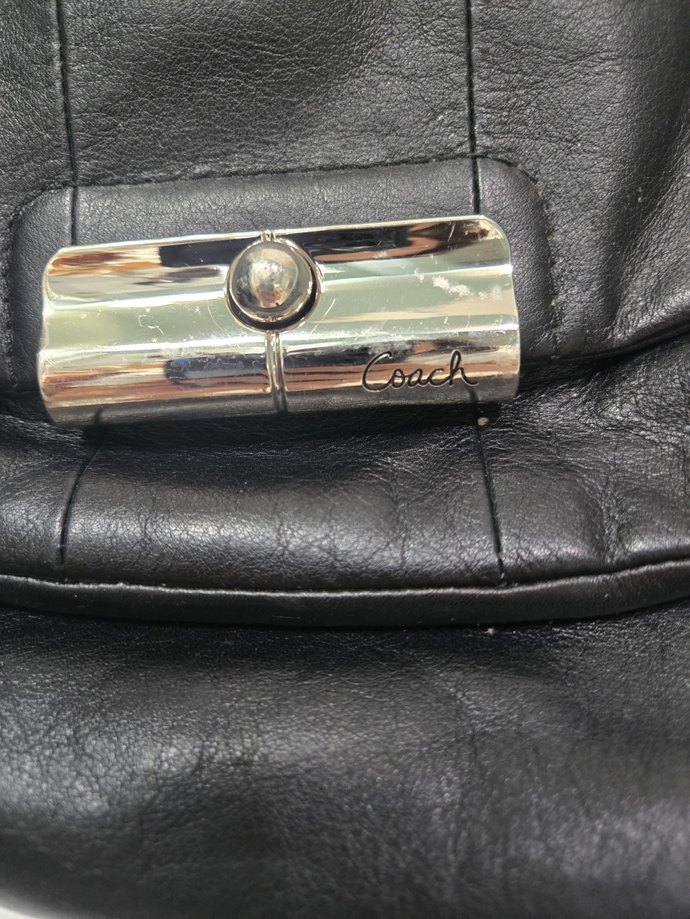 Coach Black Leather Hobo with Silver-Tone Hardware - Picture 2 of 5